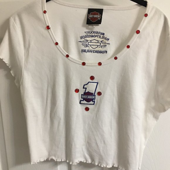 Harley Davidson Embellished Crop Top #1 Medium NWT Har1 - Picture 5 of 5